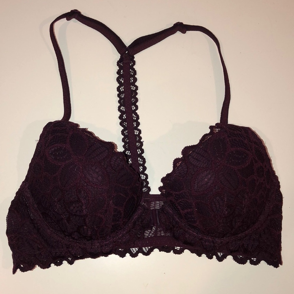 PINK maroon lace bra